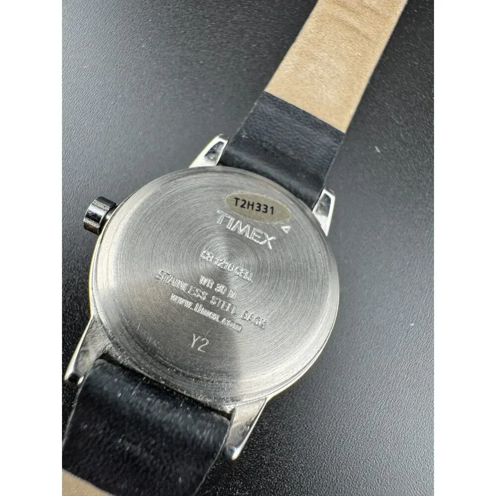 Timex Indiglo Ladies Watch White Dial Date Black Leather